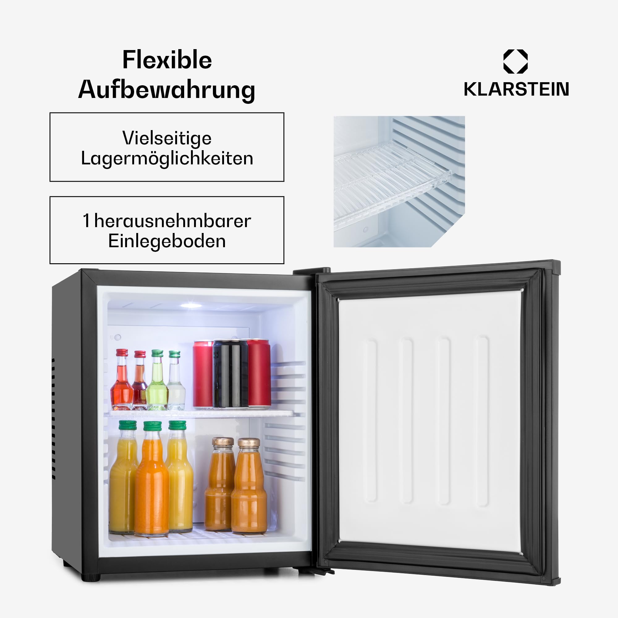 Klarstein Mini Kühlschrank für Zimmer, 23L, für Getränke & Kosmetik, Kleine Minibar, Leise, Verstellbare Ablage, Kleiner Skincare Kühlschrank 5-15°C