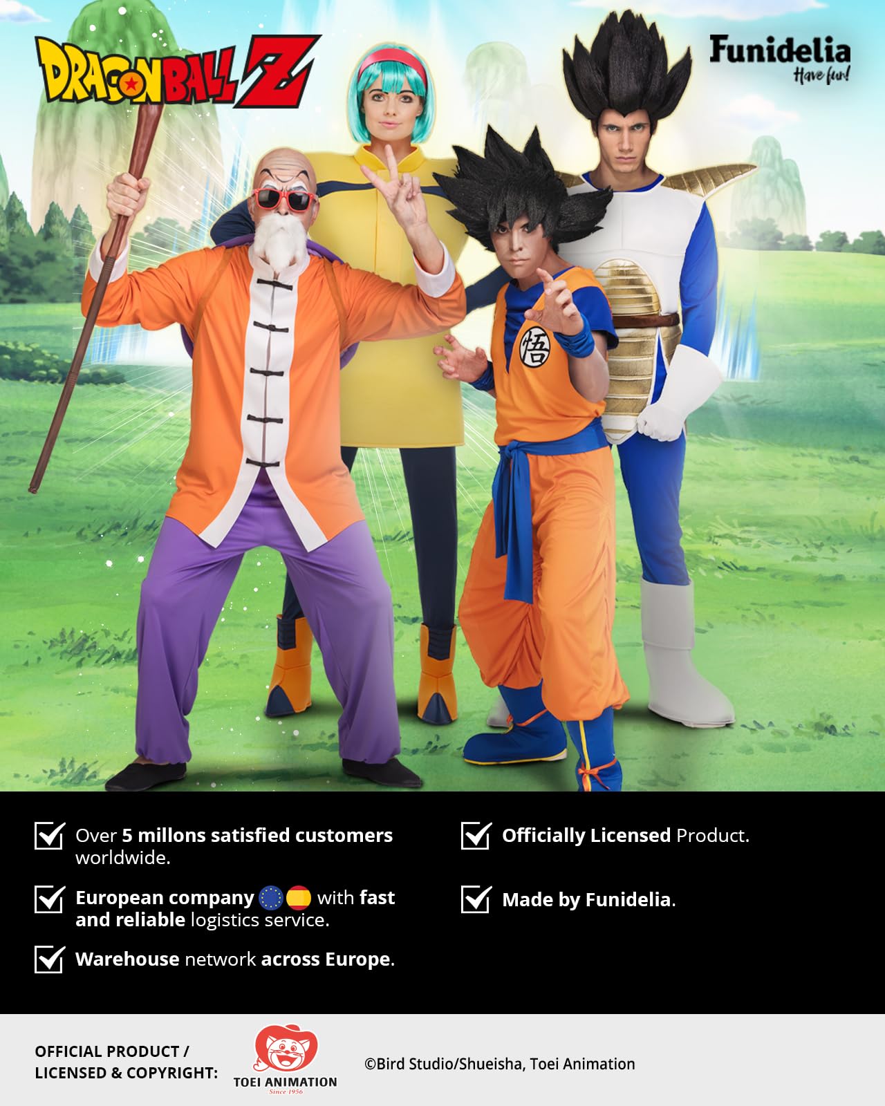 Funidelia Déguisement Officiel de Goku Dragon Ball pour Homme, Tenue de Super Saiyan pour Adulte Dragon Ball, Déguisements pour Carnaval, Halloween & EVJF/EVG