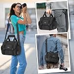 RAINSMORE Camera Bag Professional Camera Case Small Sling Bag DSLR/SLR/Mirrorless Shoulder Crossbody Bag with Waterproof Rain Cover Black