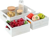 Vista 2 de PHOENANCEE Caja de madera para almacenamiento, caja decorativa de madera, juego de 3, cajas nido rústicas con asas, cesta de contenedor de granja