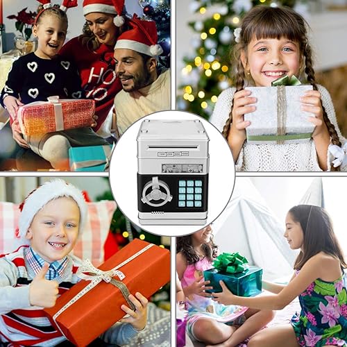 Miniatura 7 de Alcancía de caricatura Caja de seguridad electrónica con contraseña tipo cajero automático Para monedas, enrolla los billetes de forma automática