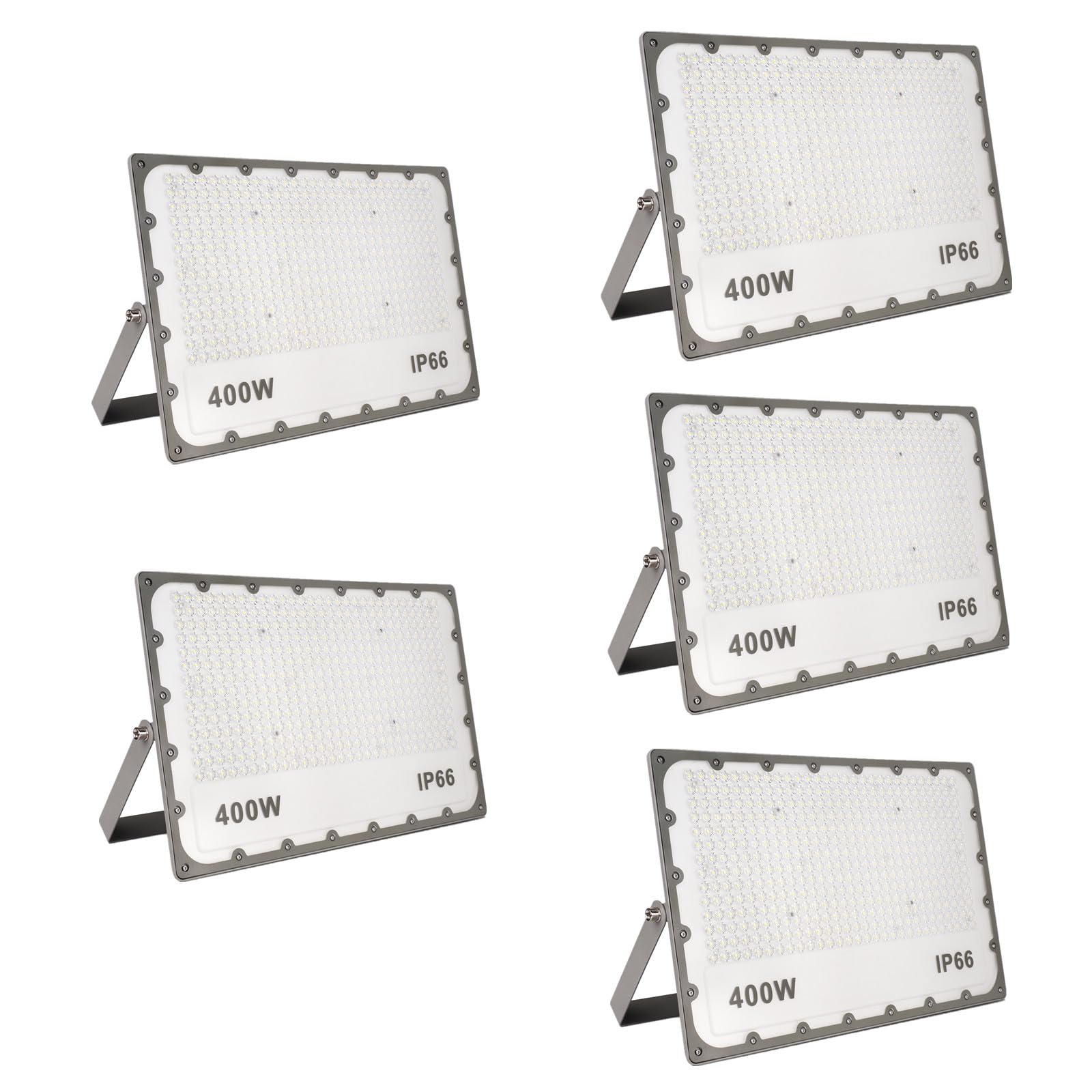 Tonuuoei 400W LED Floodlight Outdoor 5pcs, Super Bright Security Lights IP66 Waterproof, 6500K Spot Flood for Garden, Yard, Garages, Warehouse, Patio, Billboard