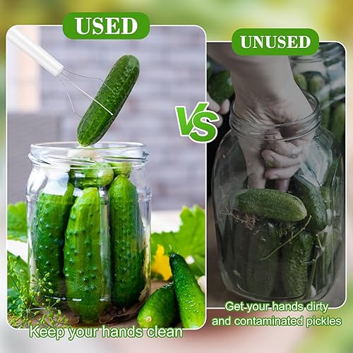 Miniatura 6 de Recogedor de pepinillos, 2 unidades, pellizcador de pepinillos de lujo de acero inoxidable y plástico, herramienta de agarre de pepinillos de oliva