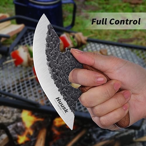 Miniatura 3 de Sharp - Cuchillo pequeño para carne, con funda de cuero, cuchillo de campamento para cocinar al aire libre, regalo vikingo
