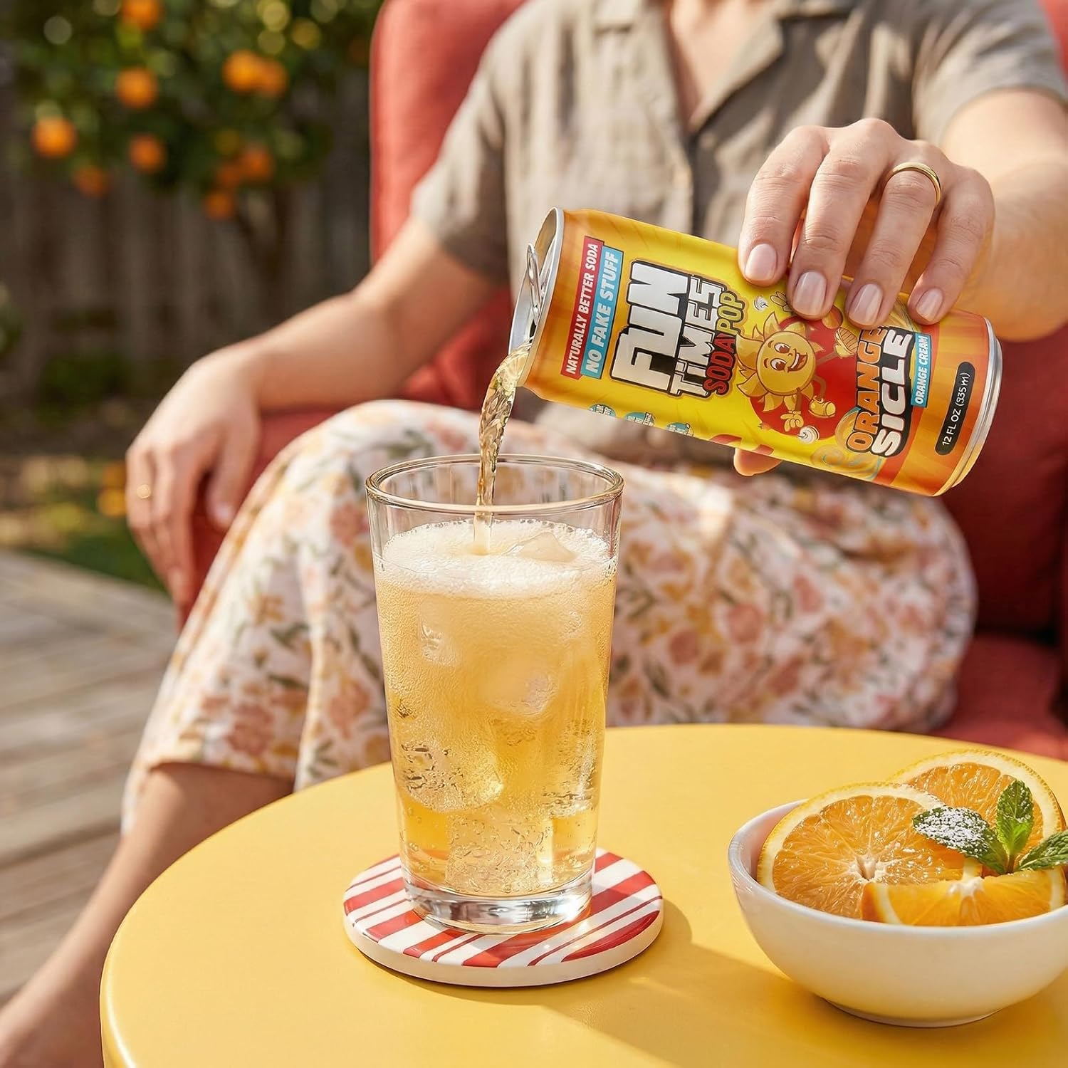 Fun Times Soda Pop Orangesicle, 12 Pack (12 oz Soda Cans), Craft Soda with Real Cane Sugar, Carbonated Beverage with All Natural Flavors, Dye Free Soft Drinks