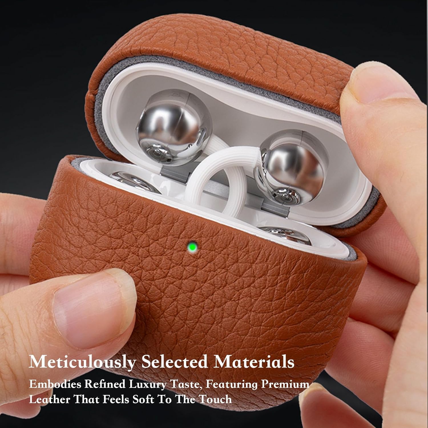 Genuine Leather Case for Huawei FreeClip 2, Fully-Wrapped Skin-Friendly Headphone Cases Shockproof Protective Protective Hard Cover Compatible with Huawei FreeClip 2