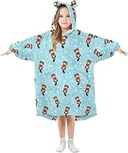 Wearable Blanket Hoodie Oversized Flannel Blanket Hoodie for Kids with Large Pocket 3-14YR