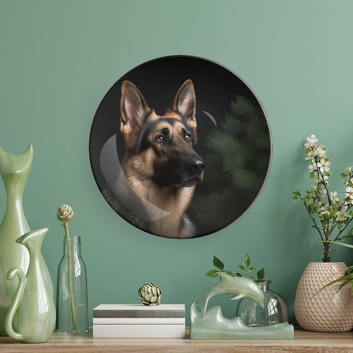 German Shepherd Ceramic Decorative Plate for Home, Bone China Plates image 5