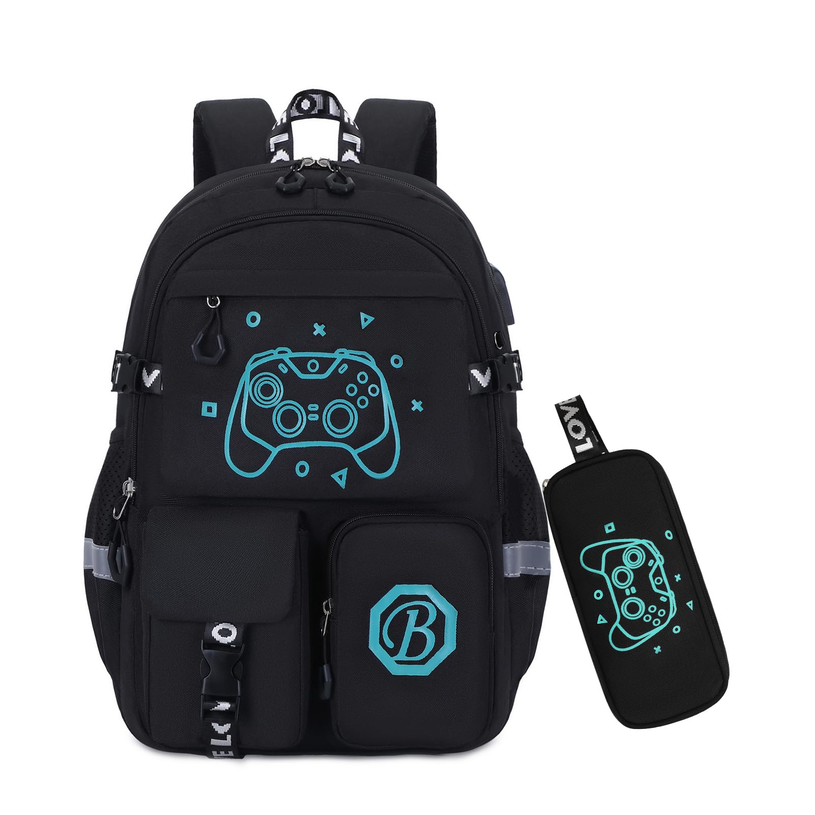 Lot de 2 Sacs à Dos d'École Adolescents avec Trousse