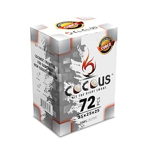 Cocous Natural Coconut Charcoal Incense Hookah Shisha Narguile Coal Coconut Shell Briquette Coals 1KG-72 Pieces 25mm Cubes