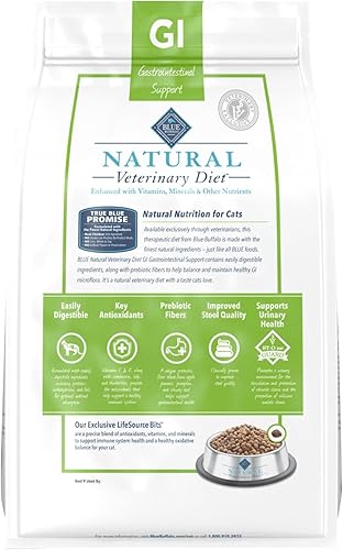 Miniatura 2 de Blue Buffalo Natural Veterinary Diet GI Gastrointestinal Support Alimento seco para gatos, receta veterinaria, pollo, bolsa de 7 libras