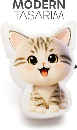 Kedi Gece Lambası ON/OFF Tuşlu Koridor Hol Işığı Uyuma Işığı Beyaz GC19 [Enerji Sınıfı A]