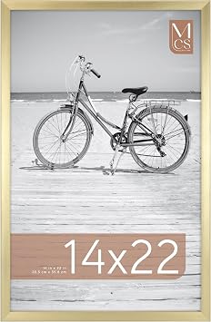 MCS Foundation 14x22 Poster Frame Traditional Brass, Vertical & Horizontal Wall Hanging Large Picture Frame for Photos, Posters & Art Prints 1-Pack