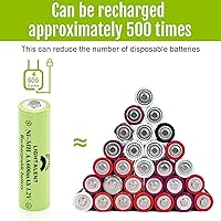 Vista 6 de Pilas Recargables Ni-MH AA, Batería Precargada de Alta Capacidad Doble A 1.2V para Luces Solares Exteriores (AA-600mAh-12pack)