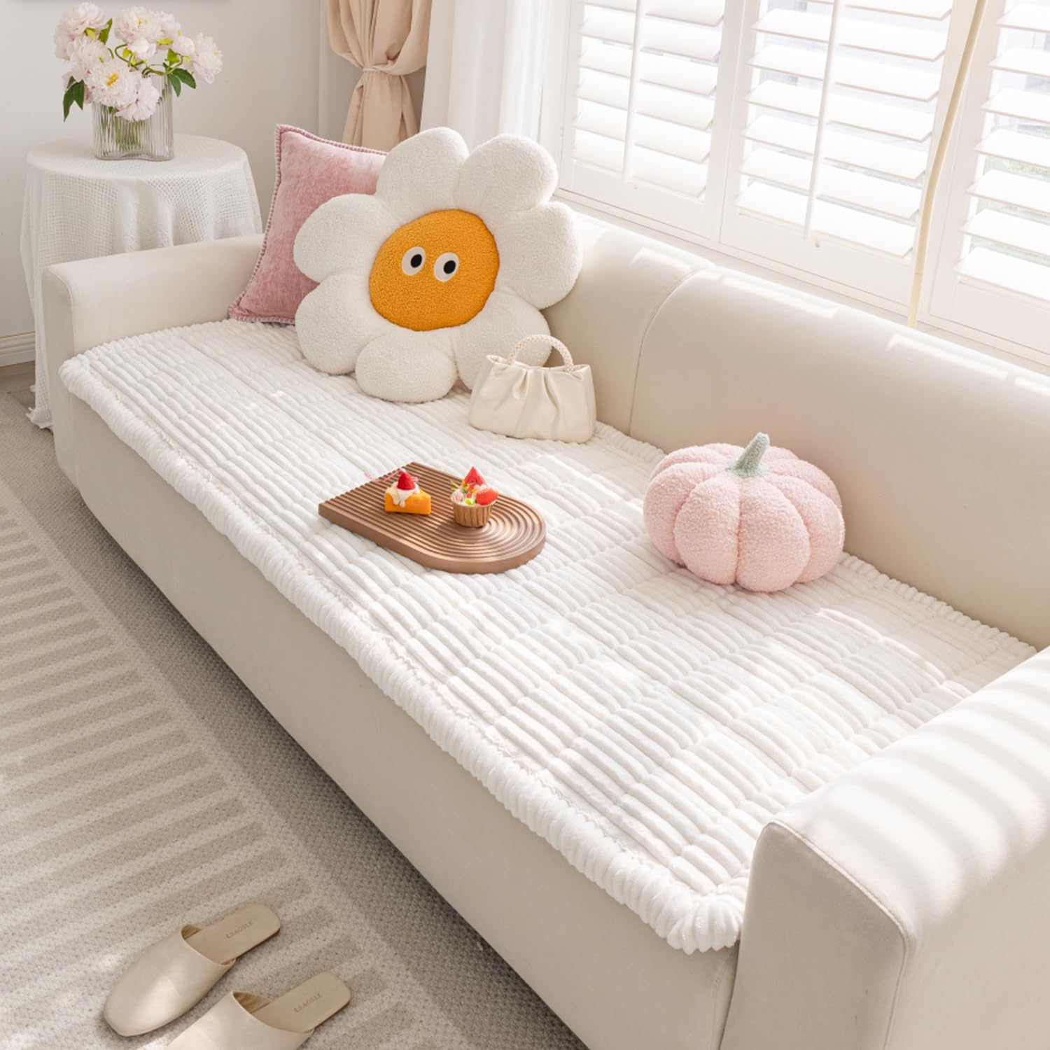 FUNNY FUZZY Pet Couch Covers for Sofa, Washable Dog Couch Cover Protector for Dogs, Flannel Couch Covers for Dogs Pet Friendly Pets Mat Bed Sofa Cover