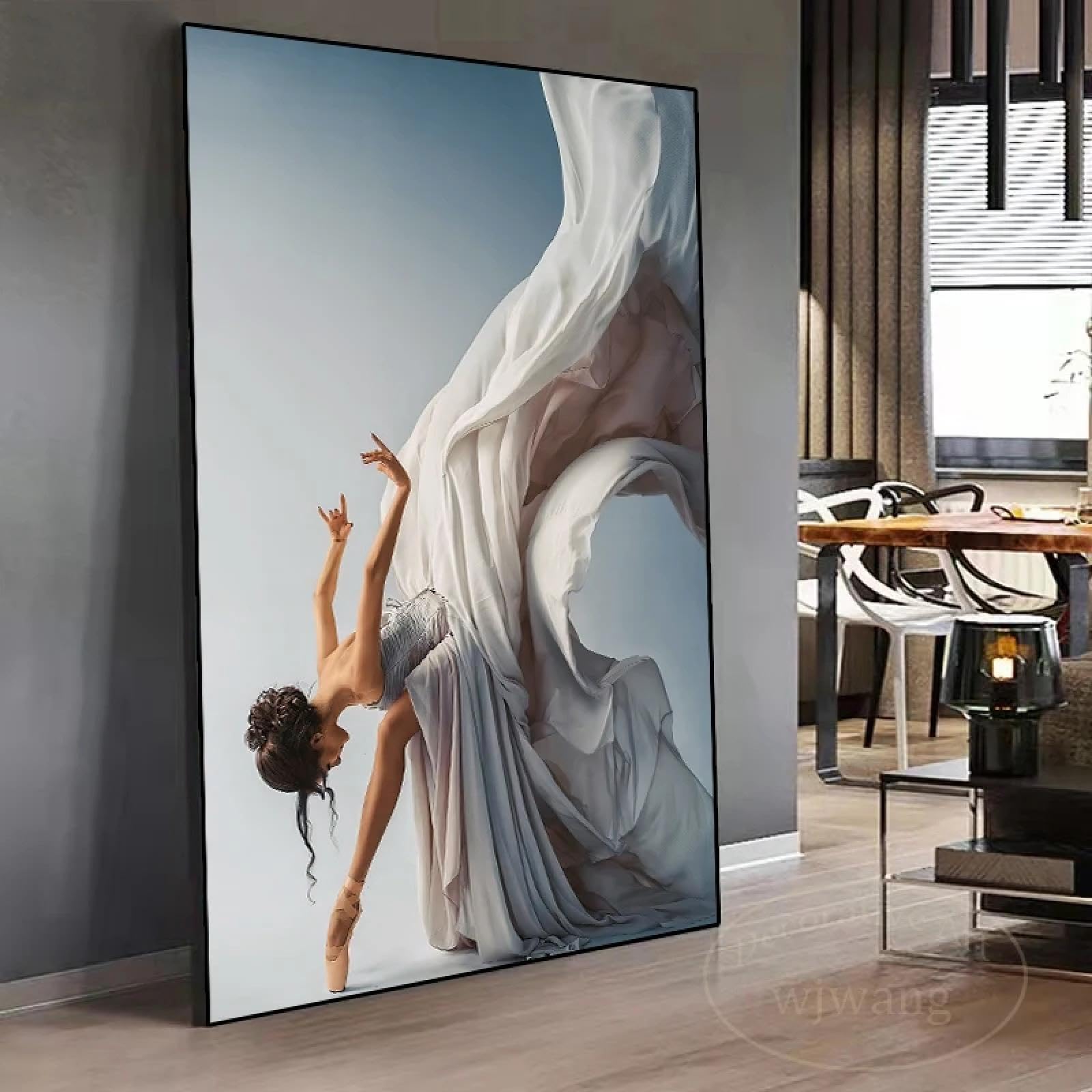 JACBON Modern Wall Decor Art Ballet Girl Fashion Dance Canvas Art Painting Poster Prints Wall Pictures for Living Room Home Decor 65x120cm（26x47inch InternalFrame