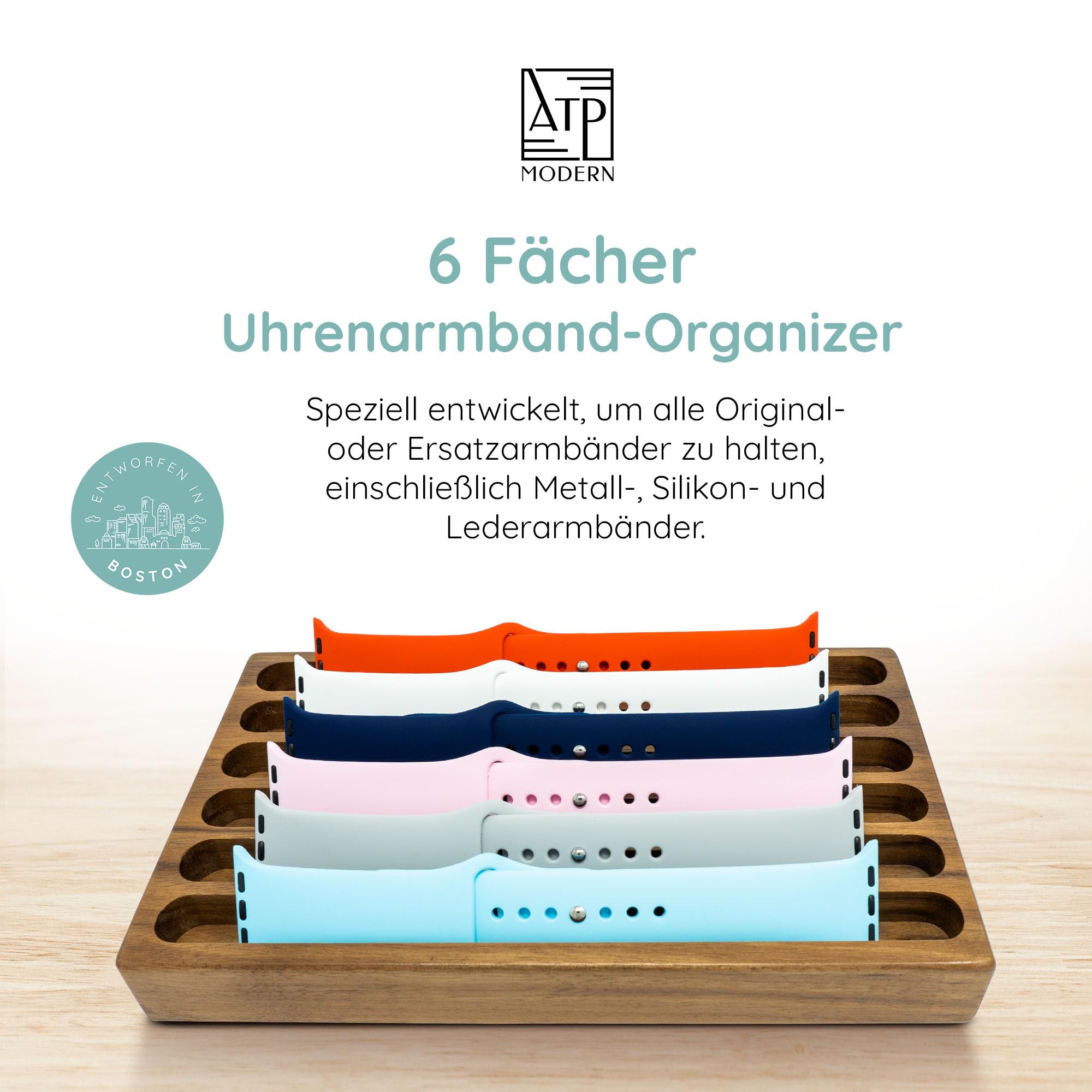 Watch Band Display Organizer – Wooden Strap Holder Stand - Compatible with All Apple iWatch Bands 38mm, 42mm and 44mm