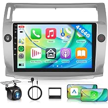 4+64G Android Car Radio for Citro n C4 2004-2009/C-QUATRE 2008-2011 9 Inch Wireless Carplay Car Radio with Android Car Navigation GPS Mirror Link Bluetooth FM/RDS/DAB/DVR/EQ Steering Wheel Control
