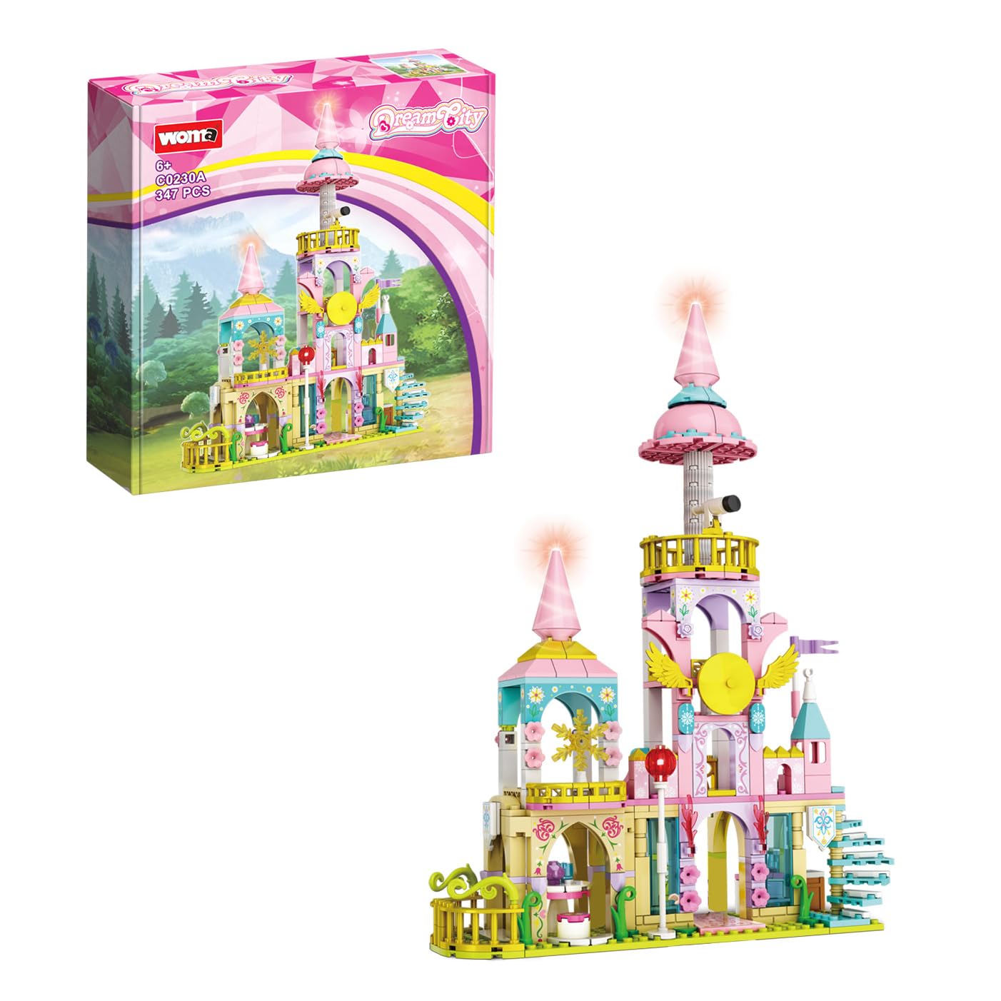 Starlight Castle Building Blocks Set C0230, Gift Toy For Girls 6+ Years Old, Princess Dream House With Accessories And Cute Rooms For Dolls, Dollhouse For Kids (347 Pieces)
