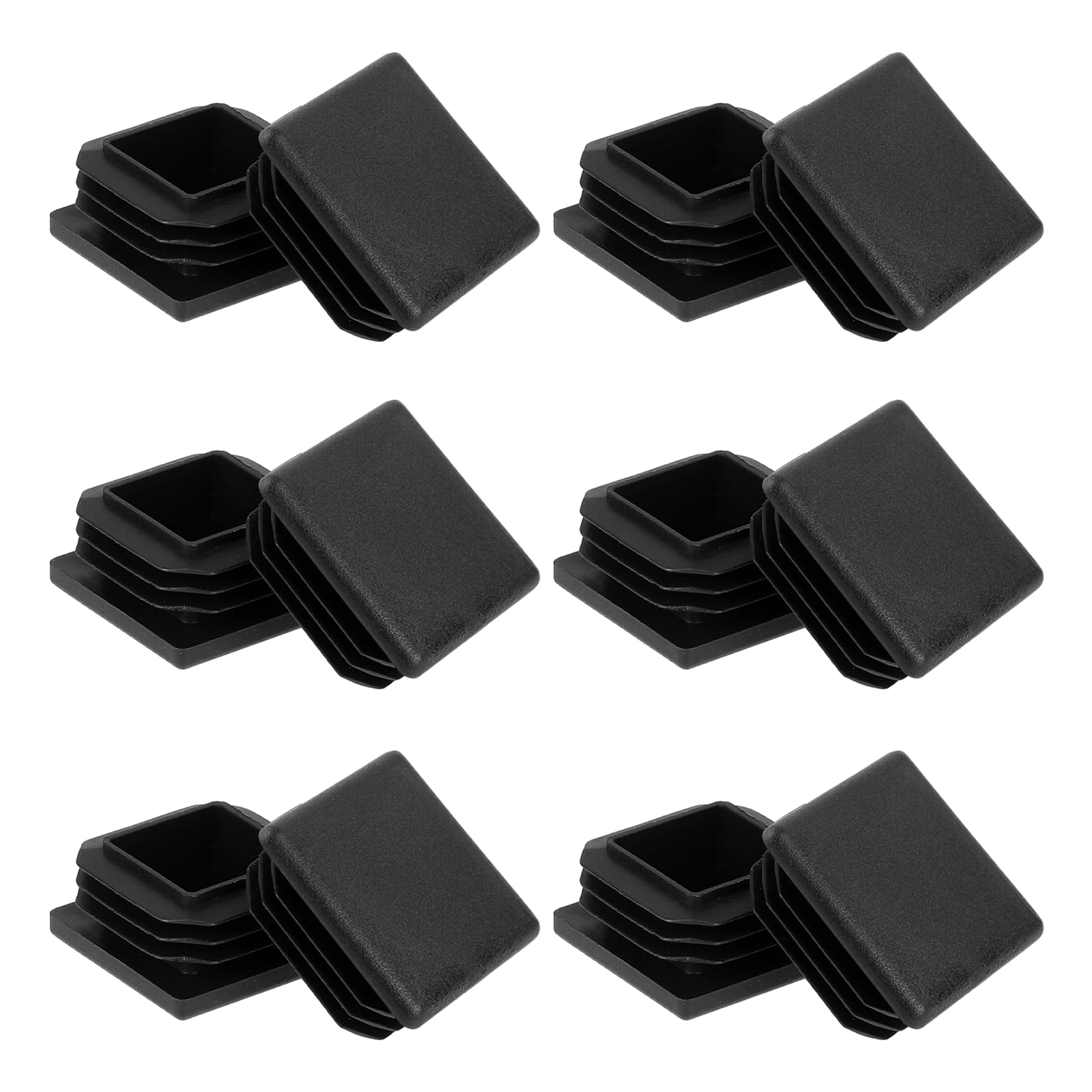 36 Tapones De Láminas De 20 X 20 Mm, Tubo Cuadrado Negro