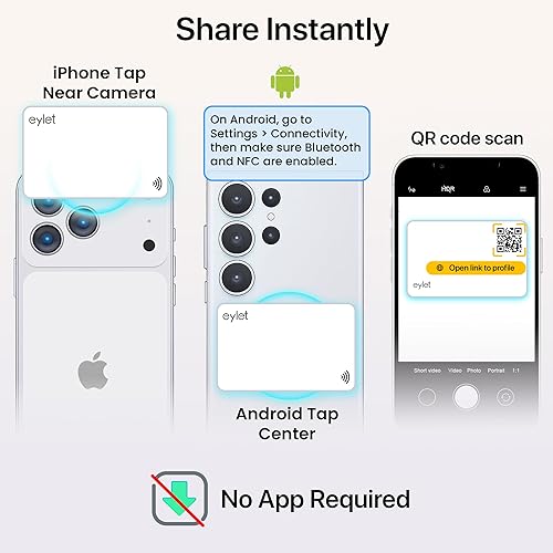 Miniatura 6 de Tarjeta de visita digital, paquete de 2 unidades - Compartir contactos habilitados para NFC, sin aplicación o suscripción, tarjetas inteligentes