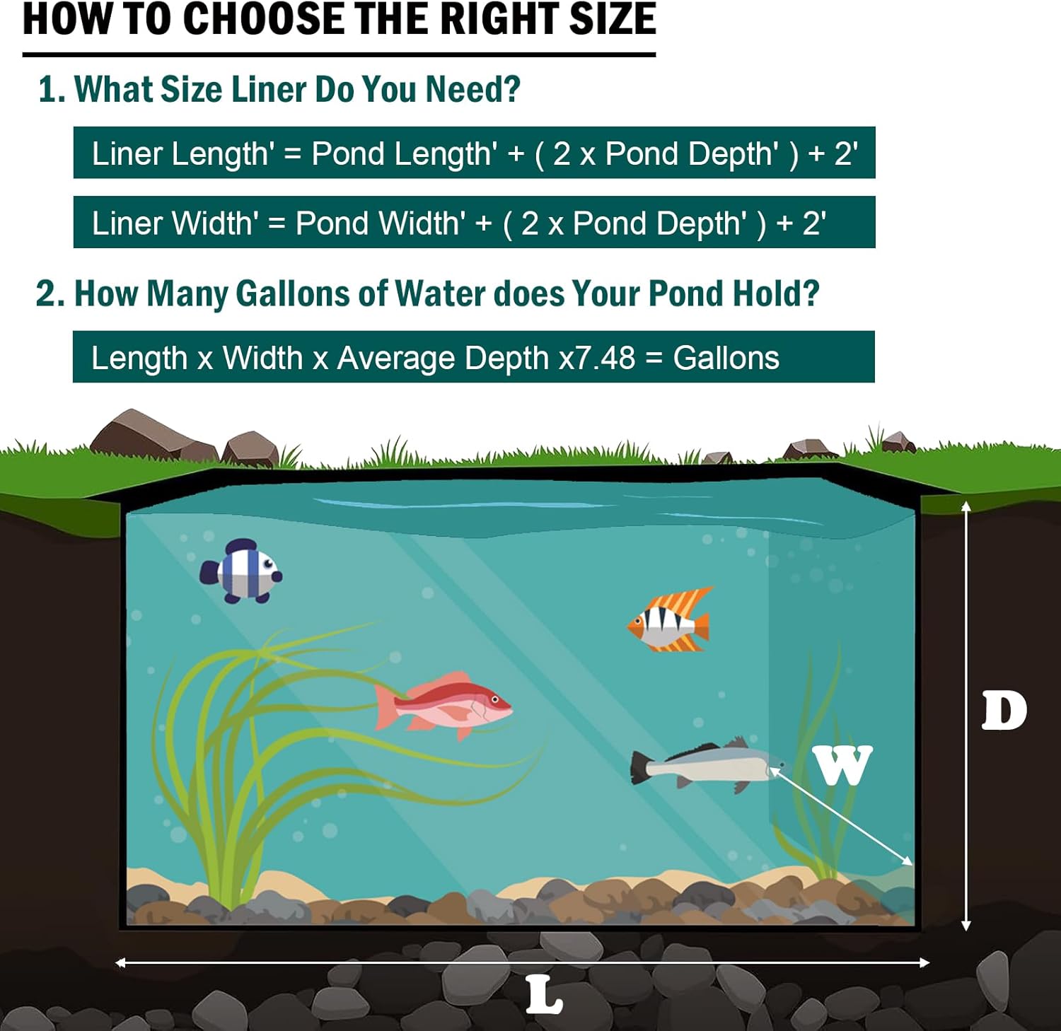 13x13ft Pond Liner with 20 Mils Thickness, UV Resistant Preformed HDPE Pond Liner Easy Cutting, Pond Liner for Natural Looking Ponds, Waterfall, Koi Pondsand Water Garden