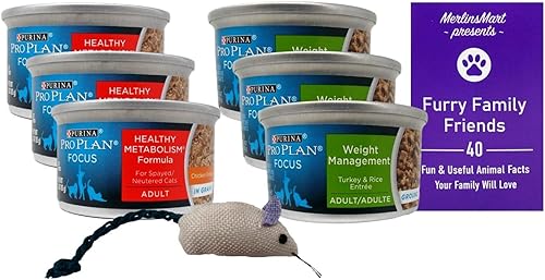 Miniatura 1 de Purina Pro Plan Focus - Alimento para gatos de 2 sabores, 6 latas, (3) cada uno metabolismo saludable, control de peso (3 onzas) más paquete de