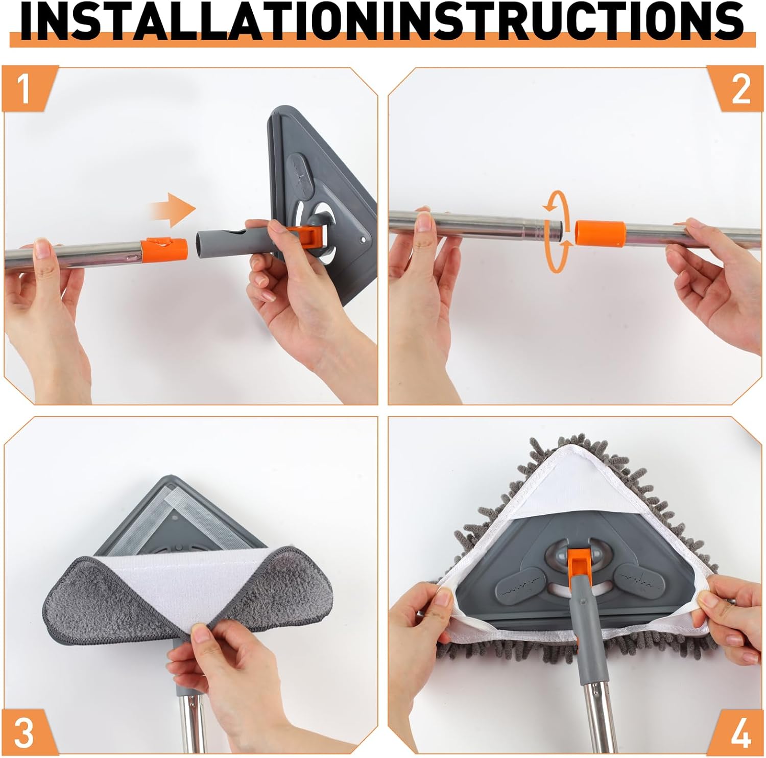 Wall Cleaner Mop with Adjustable Long Handle, Sturdy Wall Washer Cleaner