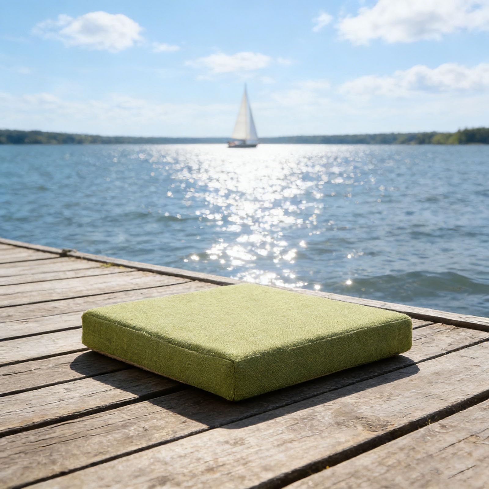Coussin de banc 30 x 80 cm vert avec fond antidérapant et fermeture éclair pour jardin