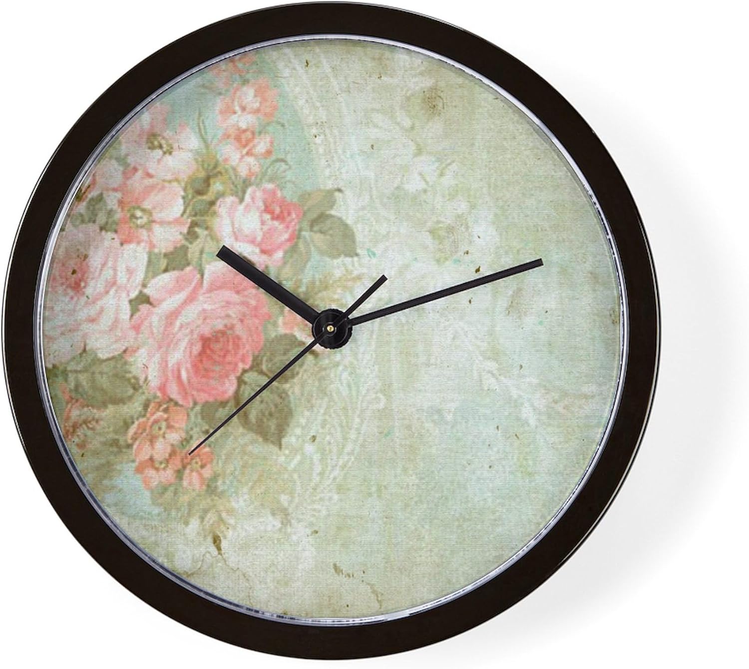 CafePress Chic Vintage Pink Rose 10" Wall Clock for Livingroom, Kitchen, or Office