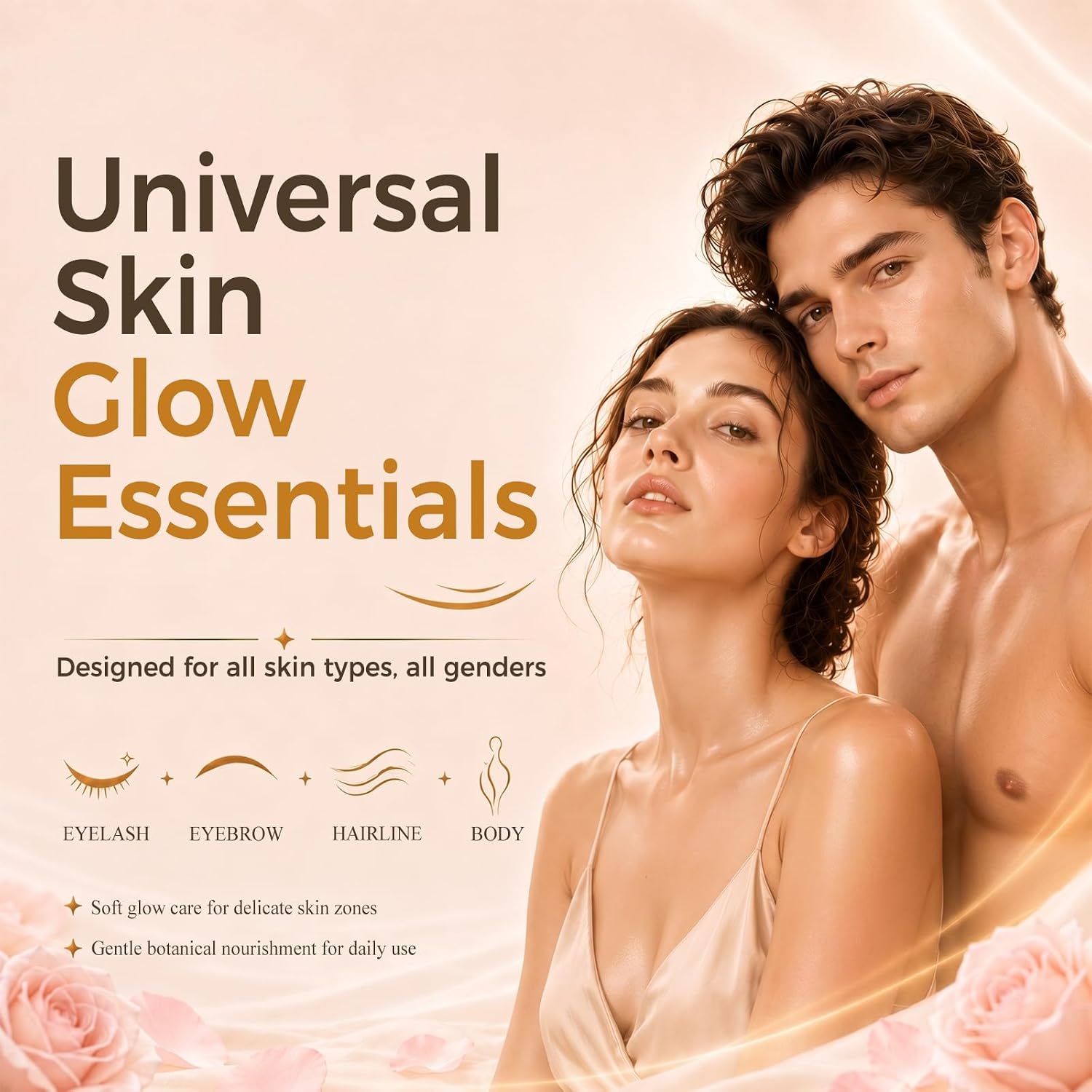 Goldpure Organic Castor Oil Rose Quartz Roller Ball - 100% Pure Natural Cold-Pressed Hexane-Free Oil for the Look of Smoother Skin, Reduced Puffiness & Thicker, Longer-Looking Lashes and Brows
