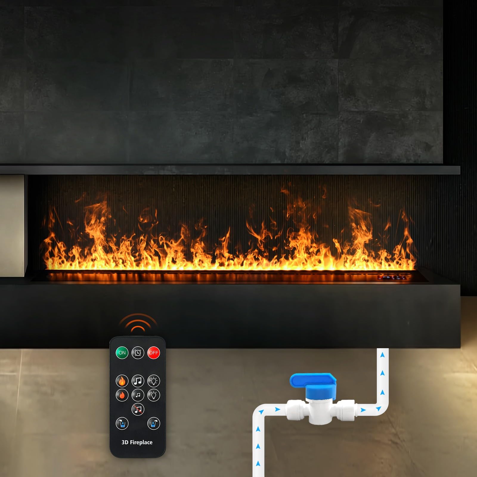 Chimenea de Vapor de Agua, Control Remoto Fuego eléctrico Inteligente, Chimenea eléctrica, 500mm