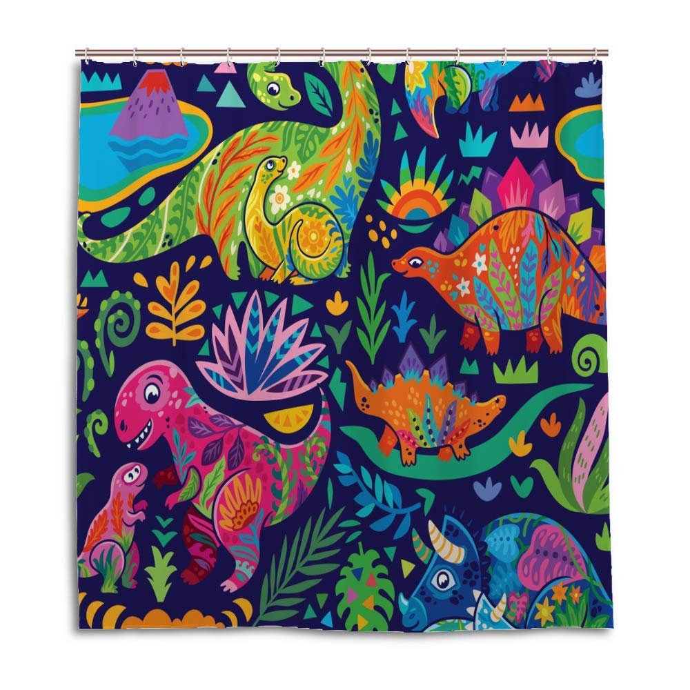 Rideau de douche dinosaure floral pour transformer la salle de bain des enfants