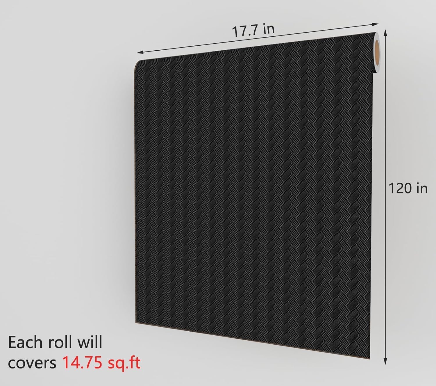 Decotalk Black Peel and Stick Wallpaper Textured Black Wallpaper for Bedroom17.7 x120 Weaving Grasscloth Wall Paper Textured Dark Contact Paper for Cabinets and Drawers