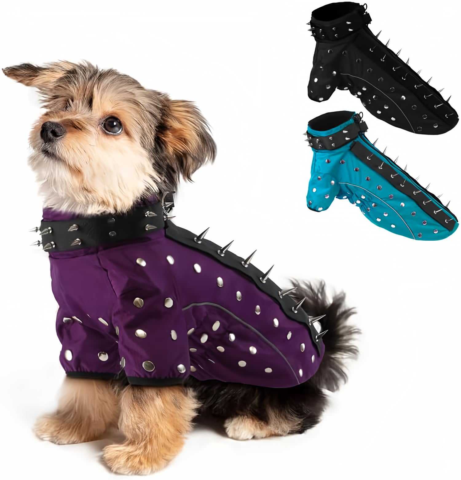 Sheripet Coyote Proof Hondenvest met volledige fleece voering, anti-havik hondenvest met spikes, paars, Large