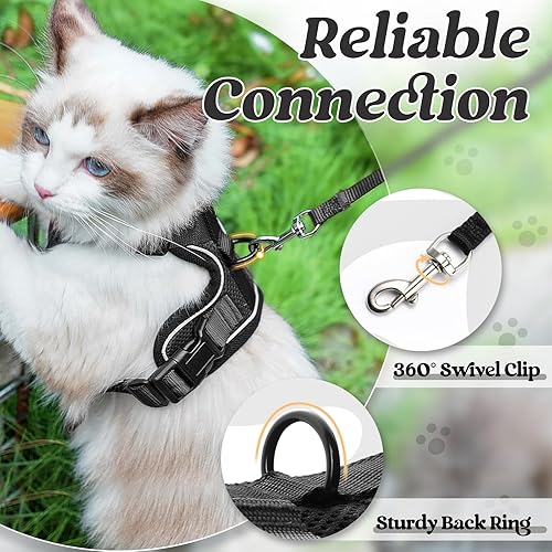 Miniatura 31 de rabbitgoo Arnés y correa para caminar, a prueba de escapes, chaleco suave y ajustable para gatos, fácil de controlar, transpirable, tiras