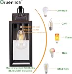 GRUENLICH Outdoor Porch Light, Rustproof Wall Sconce, Tempered Glass | Large Exterior Wall Light Fixture for House, Patio, Garage, Anti-rust Galvanized Metal, Waterproof, E26 Socket, Bronze 1 Pack