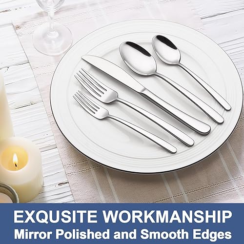 Miniatura 5 de Wildone - Juego de cubiertos de 60 piezas para 12, juego de cubiertos de acero inoxidable de alta calidad, juego de cubiertos de alta resistencia