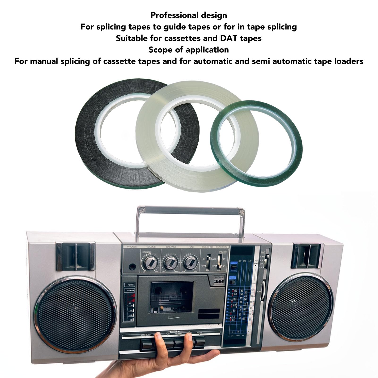 Focket 1/4 10 Zoll Spleißband, Selbstklebendes Open Reel Tape Spleißband für 1/4 Band, Open Reel Audio Leader Tape Kit für Revoxsonido 1/4 10 Zoll Open Reel Tape Medien