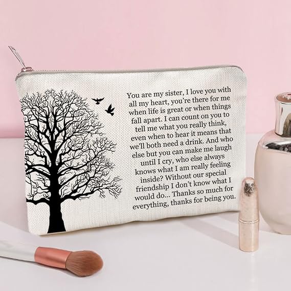 Sister Poem Gift, Sister Gift, Cosmetic Bag, Christmas Gift For Sister, Tote Bag, Makeup Case, Sister Birthday Gift, Birthday Gifts for Women, Makeup Organizer, Travel Bag