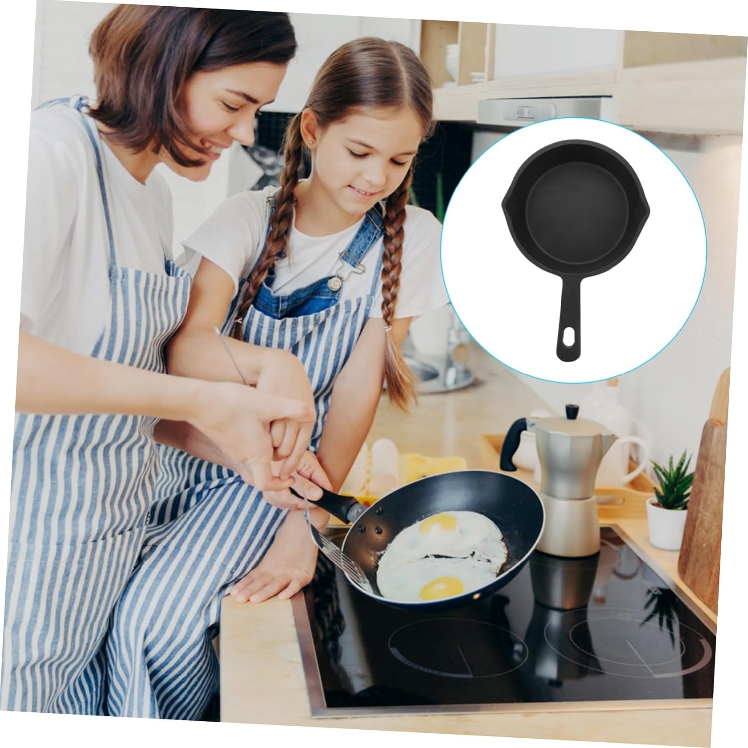 Cast Iron Mini Nonstick Frying Pan Round Pancake Pan for Gas Induction Cooktops 8-inch Sturdy Iron Nonstick Surface for Omelettes Crepes