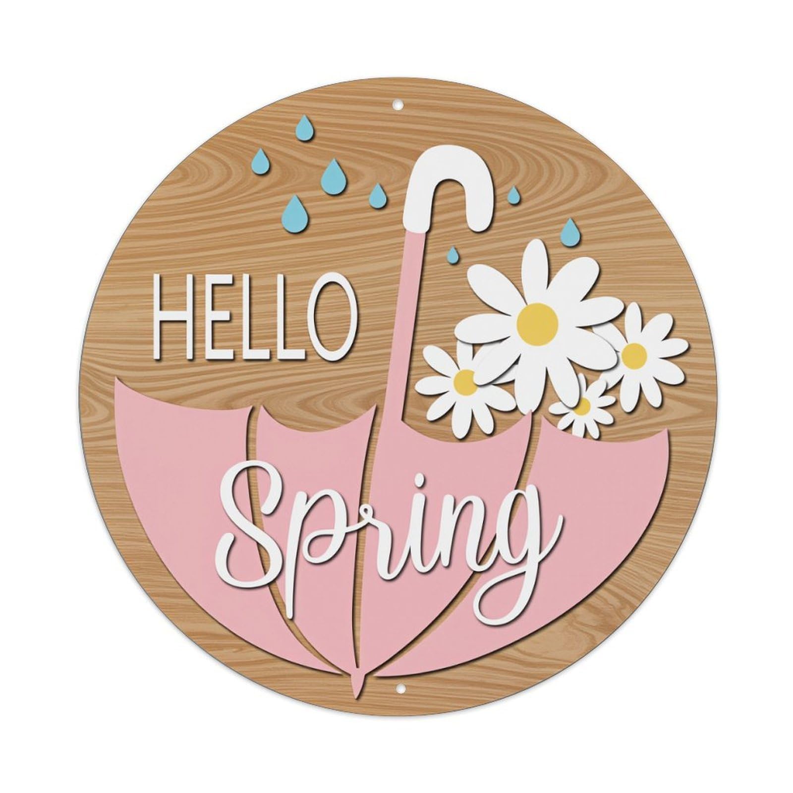 Jdfenggu Vintage Hello Spring Umbrella Flowers Raindrops Retro Metal Tin Sign, Metal Poster For Bar, Home, Man Cave, Kitchen, Laundry Room Art Decor 8X8 Inch