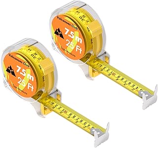 Measuring Tape, Tape Measure 25 Ft by 1-Inch, Retractable Dual Side Blade (Inch/Metric Clear Scale), Hard & Transparent Case, Simple & Easy to Use for Surveyors, Electricians (2 Pack)