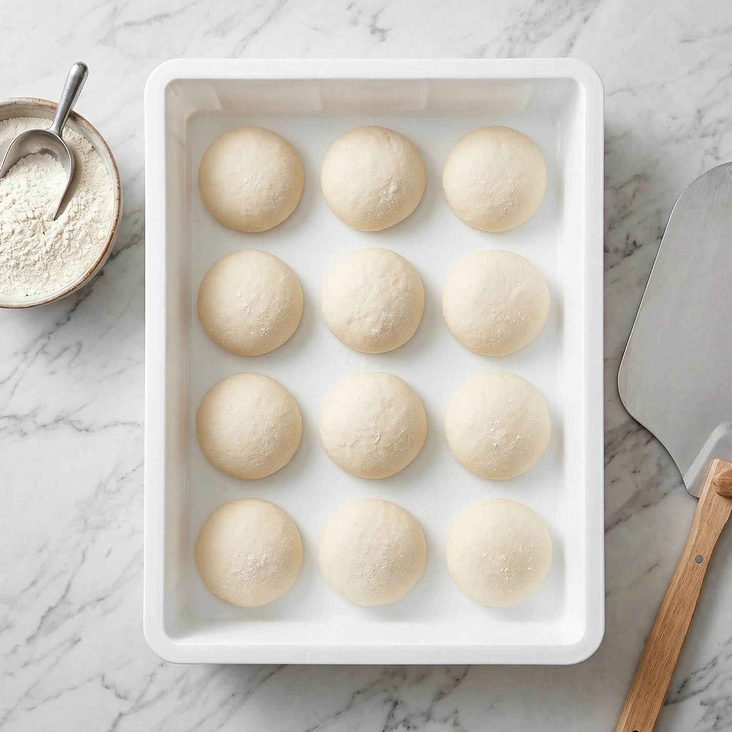 Stackable Plastic Dough Proofing Box for Pizza Dough Home and Bakery | White Finish, Moisture Retention, Easy to Clean, Commercial Kitchen Use