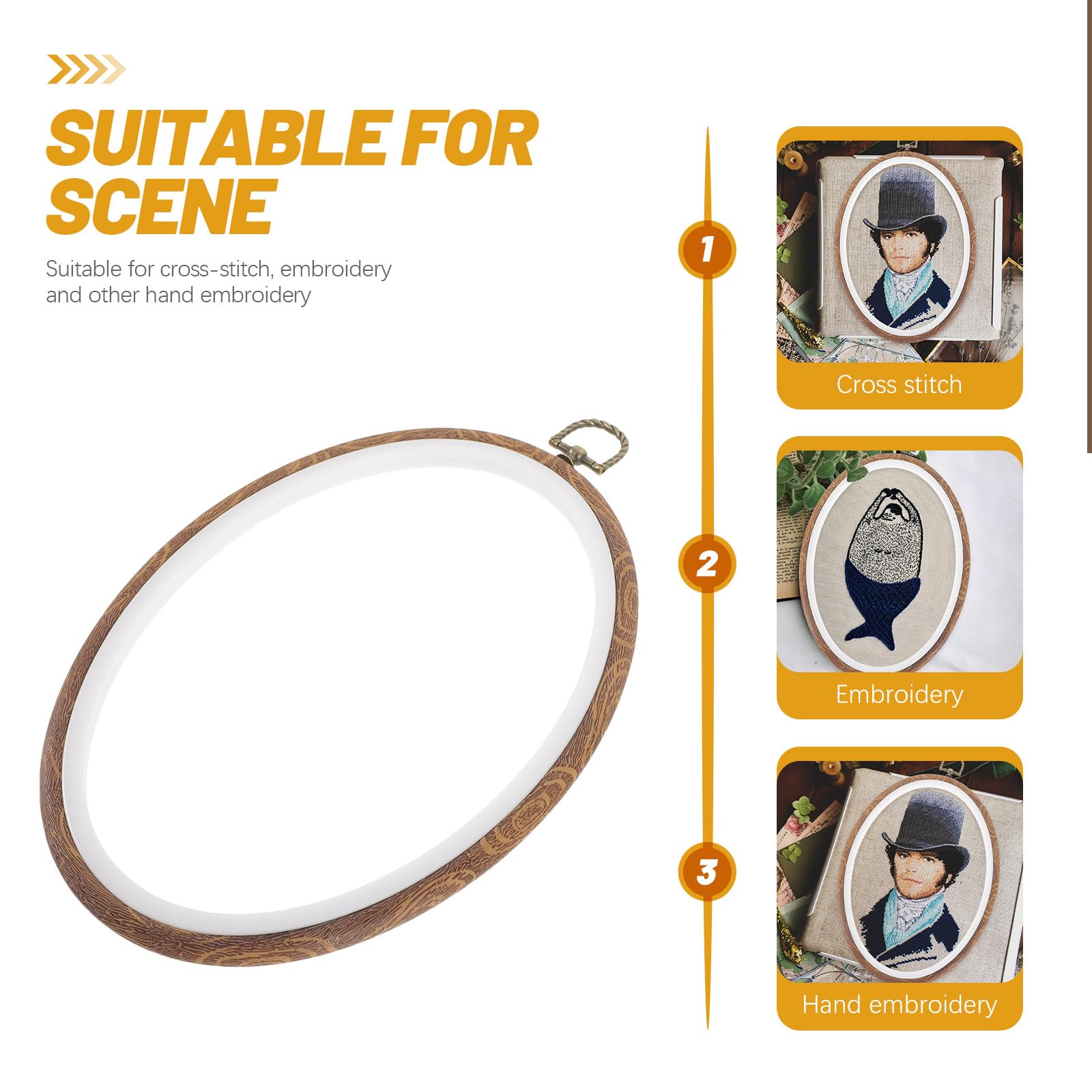 LOLIPPYY 4 Aros Elípticos de Plástico para Bordado Diy, Círculo para Punto de Cruz, Decoración de Pared y Exhibición de Bordado, Ideales para Principiantes