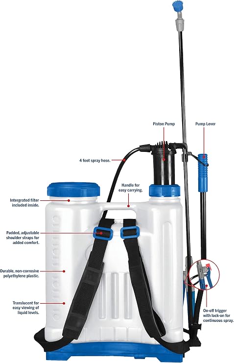 Rainmaker Backpack Sprayer - For Home and Garden Applications, Lightweight, Adjustable Shoulder Straps, 4 gal. (16L)