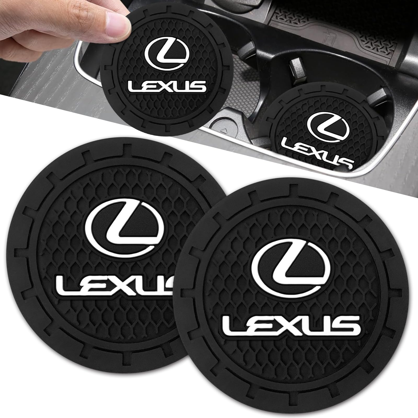 Car Cup Holder Coaster for Lexus ES350 GS350 GS300h GS450h is300 es350 ls460 rx350 NX300h Cupholder Coaster Interior Accessories 2.75in 2Pieces Black