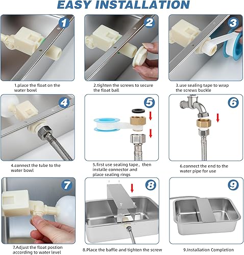 Miniatura 8 de YUEPET Dispensador automático de agua para perros de 3 galones, dispensador de agua automático para perros grandes, de acero inoxidable, con válvula