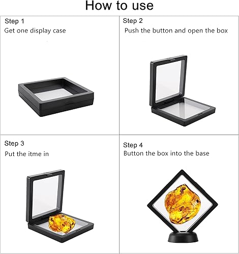 Miniatura 4 de Dicunoy 30 vitrinas flotantes 3D, marco de exhibición de monedas negras de 3.5 pulgadas para monedas antiguas de desafío, medallón AA, joyas,