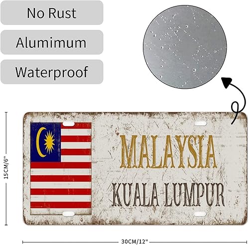 Miniatura 2 de Matrícula de metal de Malasia con bandera nacional de Malasia, placa de matrícula de la ciudad de Kuala Lumpur, regalo de recuerdo del país, placas